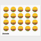 Levendig Rood Aardbeiveld Ronde Sticker (Vel)