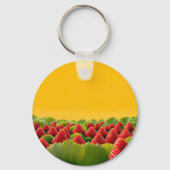 Levendig Rood Aardbeiveld Sleutelhanger (Achterkant)