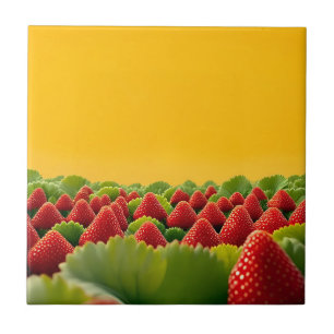 Levendig Rood Aardbeiveld Tegeltje