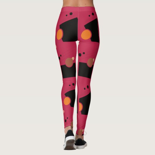 Levendig rood Abstract patroon Leggings (Achterkant)