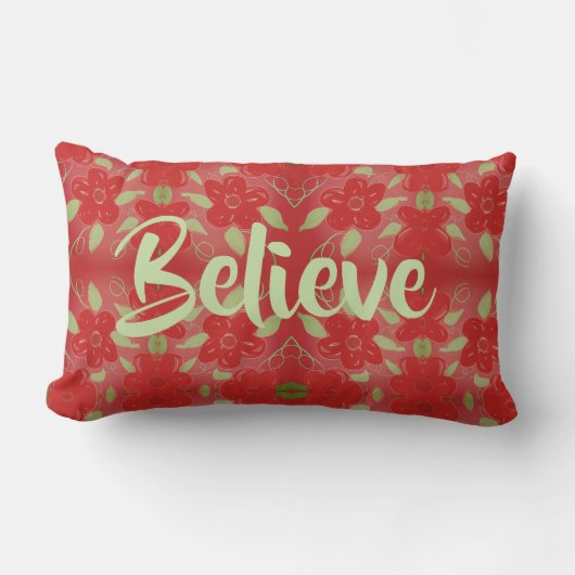 Levendig rood bloemenkussen kussen (Voorkant)