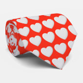 Levendig rood Elegant White Hearts Valentijnsdag Stropdas (Opgerold)