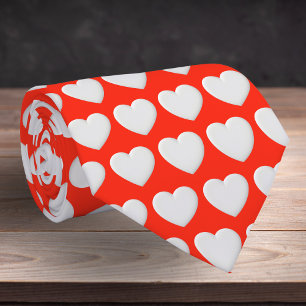 Levendig rood Elegant White Hearts Valentijnsdag Stropdas