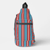 Levendig Rood en Blauw Gestreept Patroon Modern De Sling Bag (Voorkant)