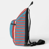 Levendig Rood en Blauw Gestreept Patroon Modern De Sling Bag (Rechts)