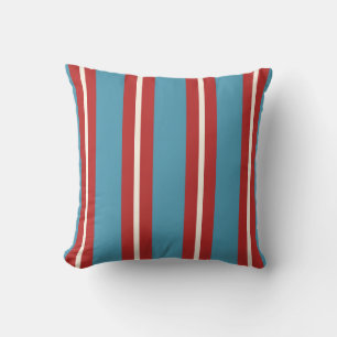 Levendig rood en blauw gestreept patroon modern on kussen