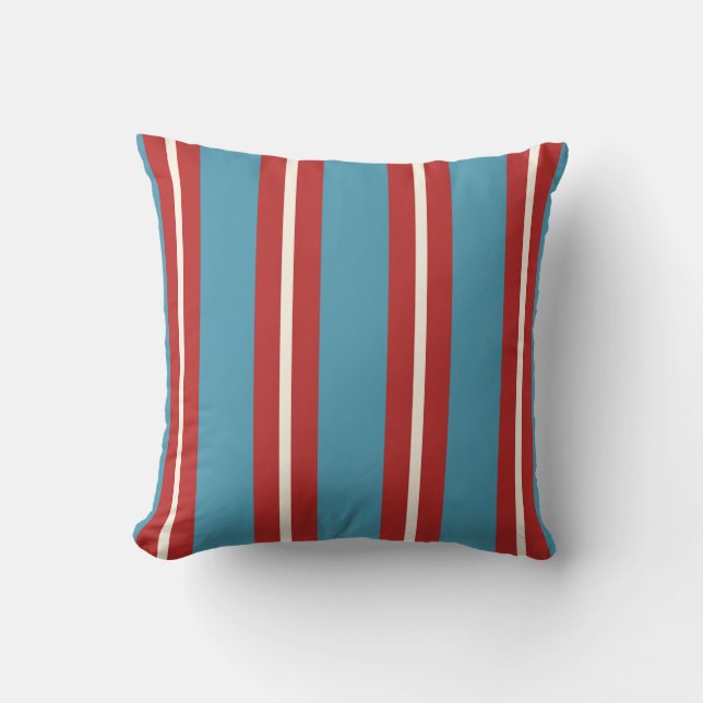 Levendig rood en blauw gestreept patroon modern on kussen (Voorkant)