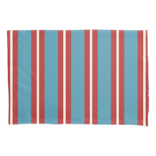 Levendig rood en blauw gestreept patroon modern on kussensloop (Voorkant-Links)