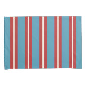 Levendig rood en blauw gestreept patroon modern on kussensloop (Voorkant-Rechts)