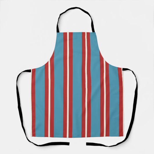 Levendig rood en blauw gestreept patroon modern on schort (Voorkant)