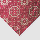 Levendig rood en goud klassiek damast patroon tissuepapier (Detail)