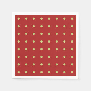 Levendig rood en gouden polka dot patroon servet