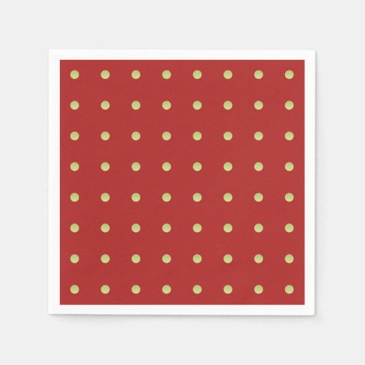 Levendig rood en gouden polka dot patroon servet (Voorkant)