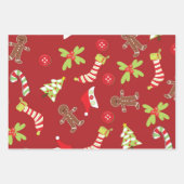 Levendig rood en groen kerstthema inpakpapier vel (Voorkant)
