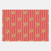 Levendig rood en groen kerstthema inpakpapier vel (Voorkant 3)