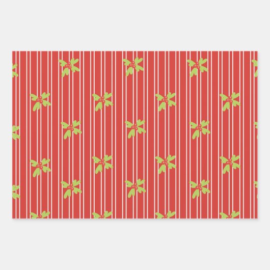 Levendig rood en groen kerstthema inpakpapier vel (Voorkant 3)