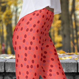 Levendig rood en Oranje rood Polka Dot Pattern Leggings