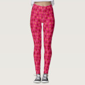 Levendig rood en robijnrood Polka Dot Pattern Leggings (Voorkant)