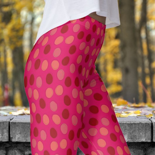Levendig rood en robijnrood Polka Dot Pattern Leggings