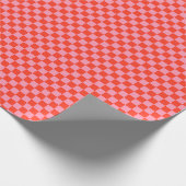 Levendig rood en roze geruit retro cadeaupapier (Hoek)