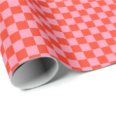 Levendig rood en roze geruit retro cadeaupapier (Rol Hoek)