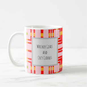 Levendig rood en roze modern geometrisch kruisontw koffiemok