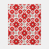 Levendig rood en wit bloempatroon met parel fleece deken (Voorkant)