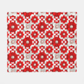 Levendig rood en wit bloempatroon met parel fleece deken (Voorkant (Horizontaal))