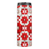 Levendig rood en wit bloempatroon met parel thermosbeker (Achterkant)