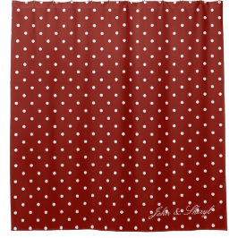 Levendig rood en wit gestippeld douchegordijn