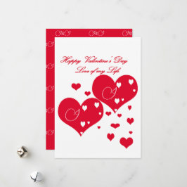 Levendig rood en wit hart liefde voor mijn leven feestdagenkaart
