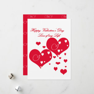 Levendig rood en wit hart liefde voor mijn leven feestdagenkaart