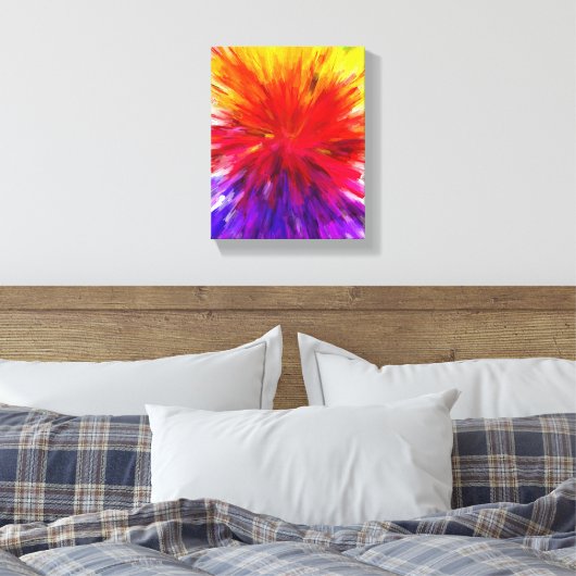 Levendig rood, geel & Paarse Abstracte kleur burst Canvas Afdruk (Insitu (Slaapkamer))