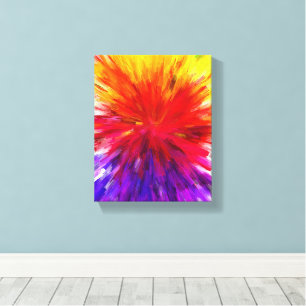 Levendig rood, geel & Paarse Abstracte kleur burst Canvas Afdruk