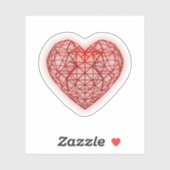 Levendig Rood Geometrisch hart Sticker (Vel)