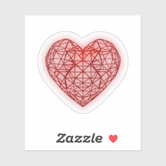 Levendig Rood Geometrisch hart Sticker (Vel)
