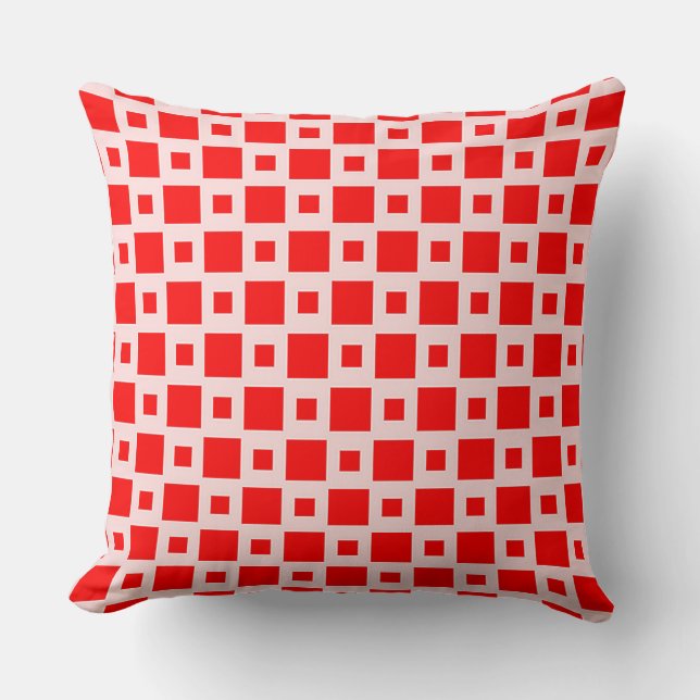 Levendig rood geometrisch patroon kussen (Voorkant)
