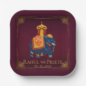 Levendig rood goud mandala indiaanse bruiloft papieren bordje (Voorkant)