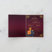 Levendig rood goud met Lord Ganesh Indiase bruilof (Binnen)