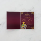 Levendig rood goud met Lord Ganesh Indiase bruilof (Binnen)