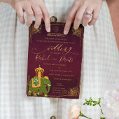 Levendig rood goud met Lord Ganesh Indiase bruilof