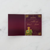 Levendig rood goud met Lord Ganesh Indiase bruilof (Binnen)