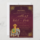 Levendig rood goud met Lord Ganesh Indiase bruilof Kaart (Voorkant)