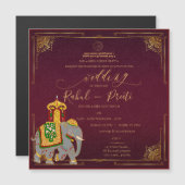 Levendig rood goud met Lord Ganesh Indiase bruilof Magnetische Uitnodiging (Voorkant / Achterkant)