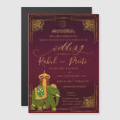 Levendig rood goud met Lord Ganesh Indiase bruilof Magnetische Uitnodiging (Voorkant / Achterkant)