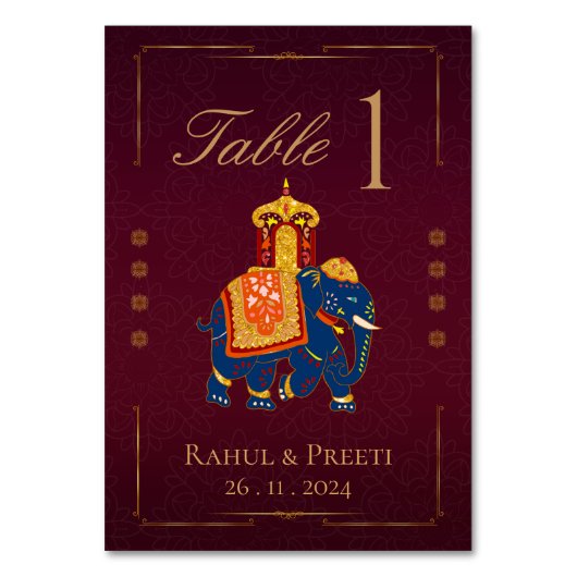 Levendig rood goud traditionele Indiase bruiloft Kaart (Voorkant)