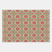 Levendig rood, groen en wit patroon inpakpapier vel (Voorkant 3)