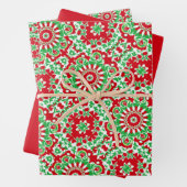 Levendig rood, groen en wit patroon inpakpapier vel (In situ)