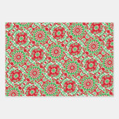 Levendig rood, groen en wit patroon inpakpapier vel (Voorkant)