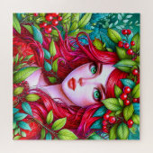 Levendig rood haar legpuzzel (Horizontaal)